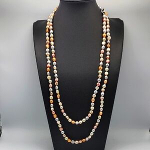 NWT Genuine Honora Multicolor 25" Pearl Necklace Box And Sofe Zip Case NIB